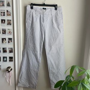 J Crew Women Flared Leg Pant City Fit Low Rise Flat Front White Blue Size 4
